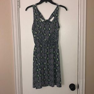 Gorgeous polyester navy and green dress